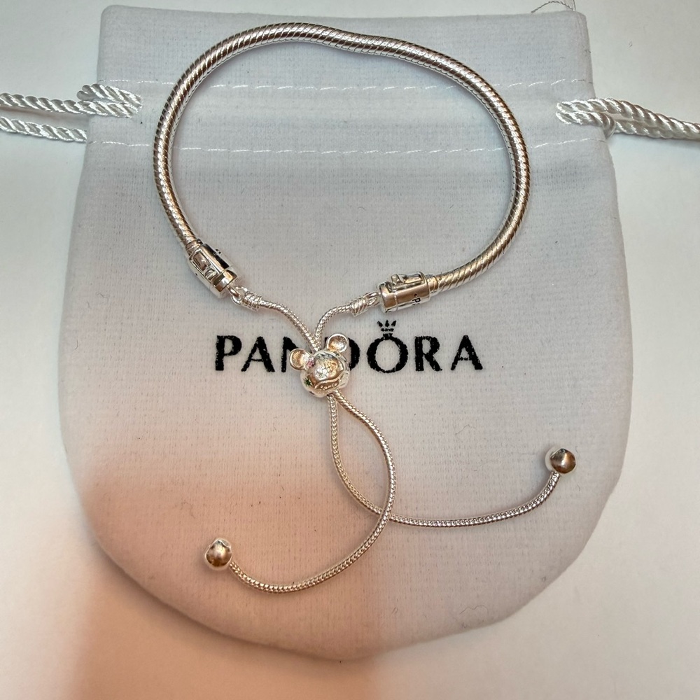 Pandora Disney Parks Mickey Mouse Icon Fantasyland Castle Slider Bracelet